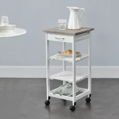 Servierwagen 76 X 37 X 37 Cm Barwagen 3 Ablage 1 Schublade Beistellwagen Allzweckwagen Rollwagen MDF Holzfarben-Weiß [en.casa] -Kaufland Verkäufe 8e8c1474a2255147f001b8958d553b63