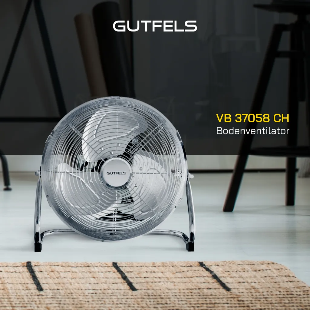 GUTFELS Bodenventilator VB 37058 Ch | Ventilator | Metall | 70 W Leistung | Silber 4 GUTFELS Bodenventilator VB 37058 Ch | Ventilator | Metall | 70 W Leistung | Silber – Bild 2