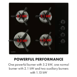 Klarstein Trifecta 4 Gaskochfeld ,4-flammig ,autark ,60 Cm ,Einbau ,Triangle-Brenner ,Erdgas/Propangas ,Sicherheitsventile ,automatische Abschaltung ,Gusseisen ,Glaskeramik Ø 6 Mm ,schwarz -Kaufland Verkäufe 8edbe33cfafc8d5bdc9395d05e75d9da