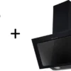 Dunstabzugshaube Schräghaube Kopffrei Schwarz 60 Cm + Filter Umluftset Respekta