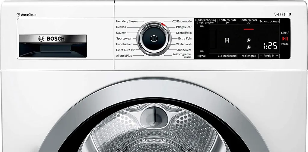 Bosch WTX87M00 Serie 8 Wärmepumpen-Trockner, 8 Kg, Sensitive Drying System Textilschonende Trommelstruktur, AutoDry Optimale Trocknung, AutoClean Automatische Flusenentfernung, Endezeitvorwahl 5 Bosch WTX87M00 Serie 8 Wärmepumpen-Trockner, 8 Kg, Sensitive Drying System Textilschonende Trommelstruktur, AutoDry Optimale Trocknung, AutoClean Automatische Flusenentfernung, Endezeitvorwahl – Bild 3