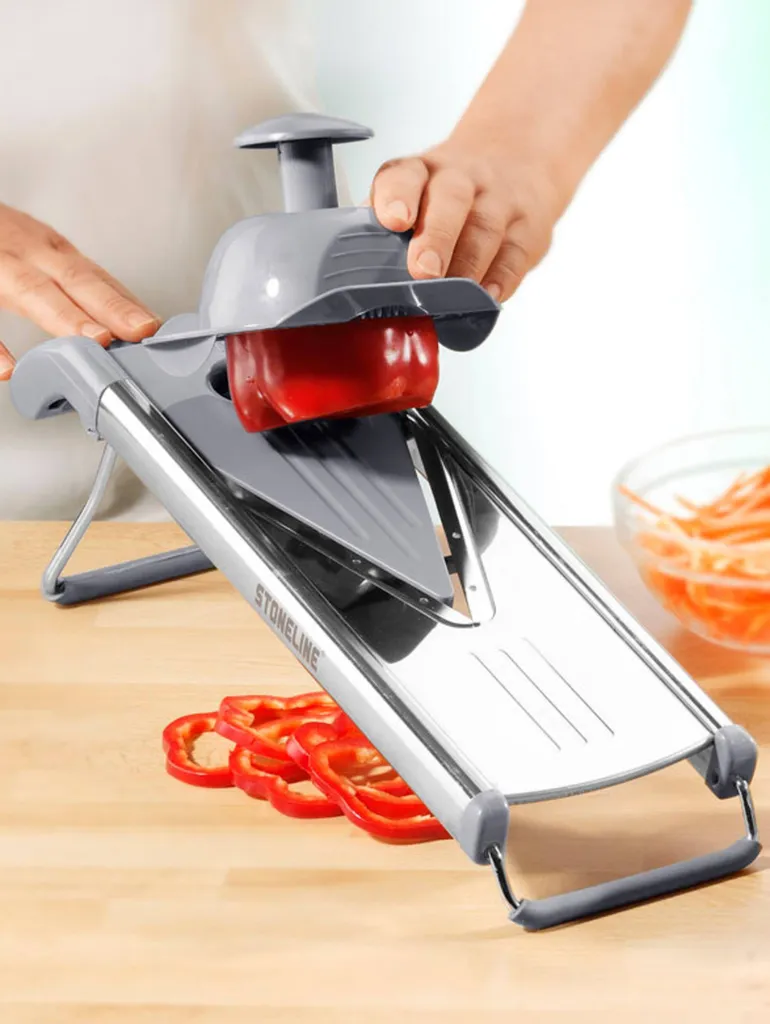 Stoneline Edelstahl Gemüsehobel Mit 5 Schneideinsätzen 18 Stoneline Edelstahl Gemüsehobel Mit 5 Schneideinsätzen – Bild 16