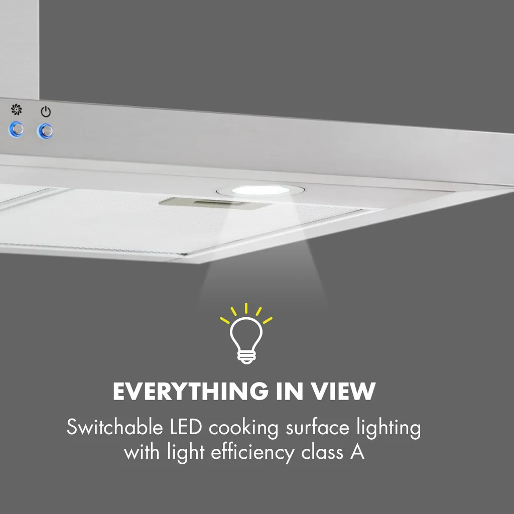 Klarstein Limelight Dunstabzugshaube 90 Cm , Wandhaube , Energieeffizienzklasse A++ , Abluftbetrieb , 600 M³/h , 3 Geschwindigkeitsstufen , Digitalanzeige , LED-Kochfeldbeleuchtung , Umrüstbar Auf Umluftbetrieb , Edelstahl Gebürstet 10 Klarstein Limelight Dunstabzugshaube 90 Cm , Wandhaube , Energieeffizienzklasse A++ , Abluftbetrieb , 600 M³/h , 3 Geschwindigkeitsstufen , Digitalanzeige , LED-Kochfeldbeleuchtung , Umrüstbar Auf Umluftbetrieb , Edelstahl Gebürstet – Bild 8