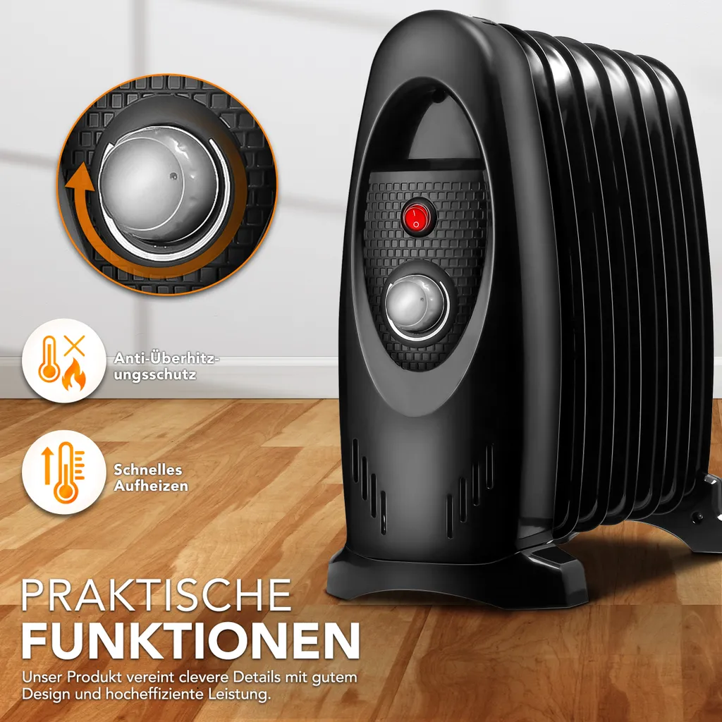 Ölradiator 600W Elektroheizung 7 Rippen Radiator Heizkörper Heizung Mit Timer 4 Ölradiator 600W Elektroheizung 7 Rippen Radiator Heizkörper Heizung Mit Timer – Bild 2