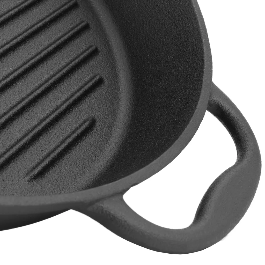 BBQ-Toro Gusseisen Bratpfanne | Ø 34 Cm | Mit Griff, Stiel Und Zwei Ausgießer, Gerippt - Preseasoned 7 BBQ-Toro Gusseisen Bratpfanne | Ø 34 Cm | Mit Griff, Stiel Und Zwei Ausgießer, Gerippt - Preseasoned – Bild 5