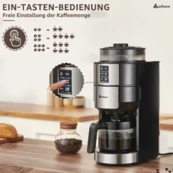 Kompakte Kaffeemaschinen Mit Mahlwerk Filterkaffeemaschine Kaffeemaschine Mit Mühle Für Bohnenkaffee Und Kaffeepulver 2/4/6 Tassen, Schwarz -Kaufland Verkäufe 92787513030259b398fabcfcd4cd093f