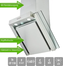 PKM Dunstabzugshaube Mit Randabsaugung Kopffreihaube 9860LZ Edelstahl Glasschirm -Kaufland Verkäufe 92cc6aa463845e4a149c8df9f4f37beb