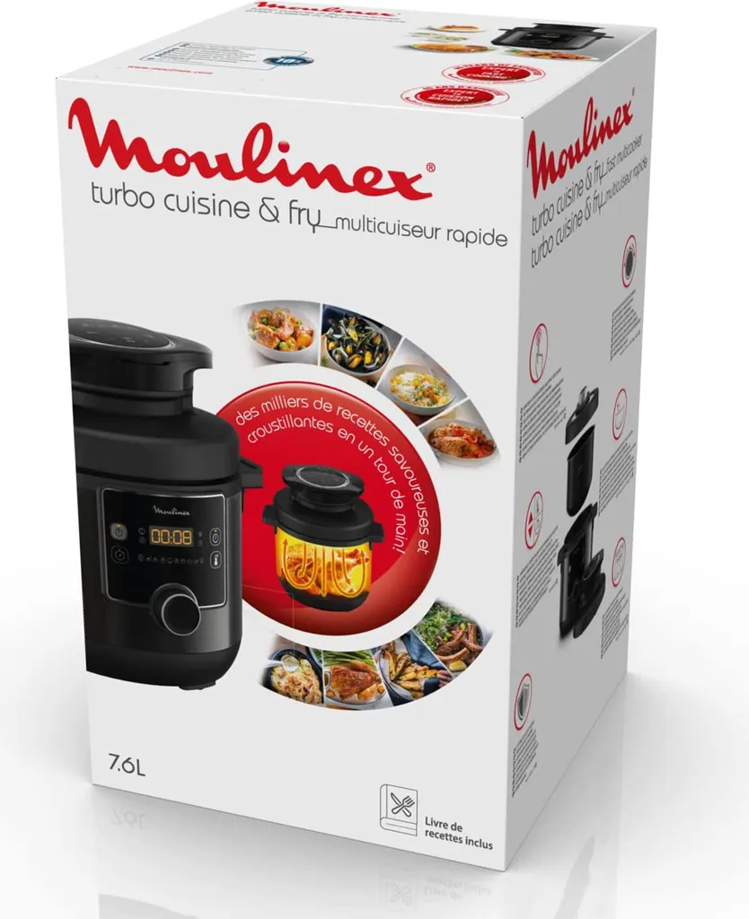 Moulinex Turbo Cuisine & Fry Elektrischer Schnellkochtopf Und Luftfritteuse 1450 W - 15 Automatische Programme 10 Moulinex Turbo Cuisine & Fry Elektrischer Schnellkochtopf Und Luftfritteuse 1450 W - 15 Automatische Programme – Bild 8