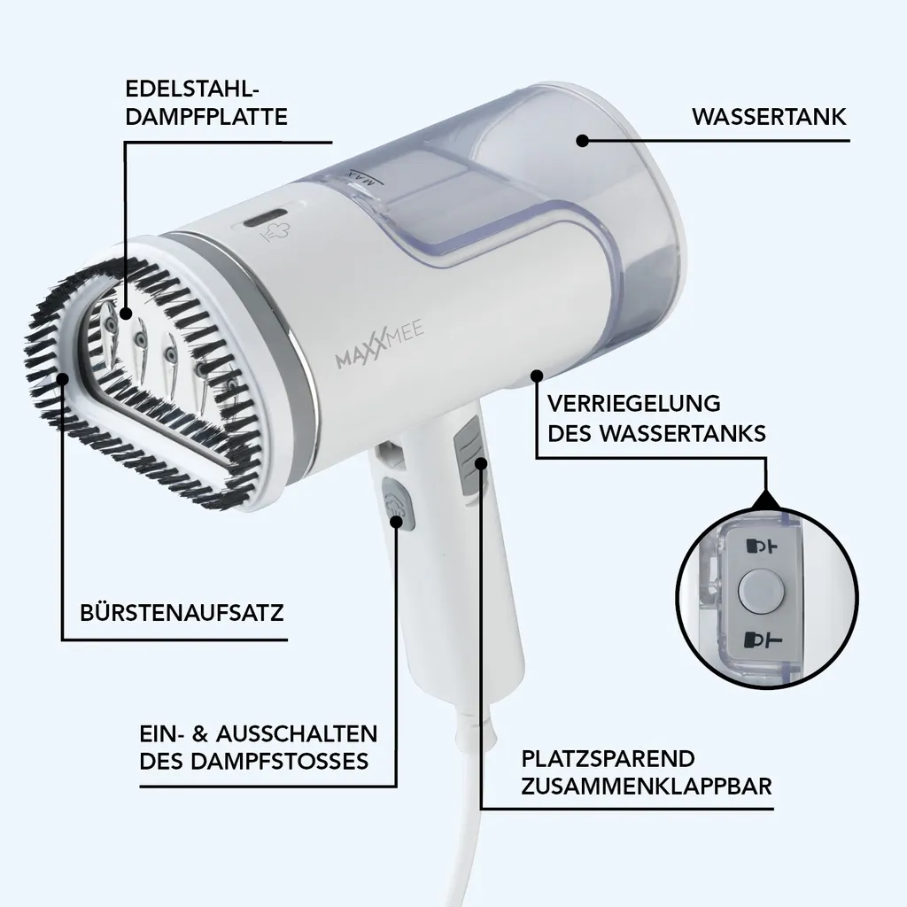 Dampfbürste Bürste Dampfglätter Dampfbügler Dampfer Steamer Wassertank MAXXMEE 5 Dampfbürste Bürste Dampfglätter Dampfbügler Dampfer Steamer Wassertank MAXXMEE – Bild 3