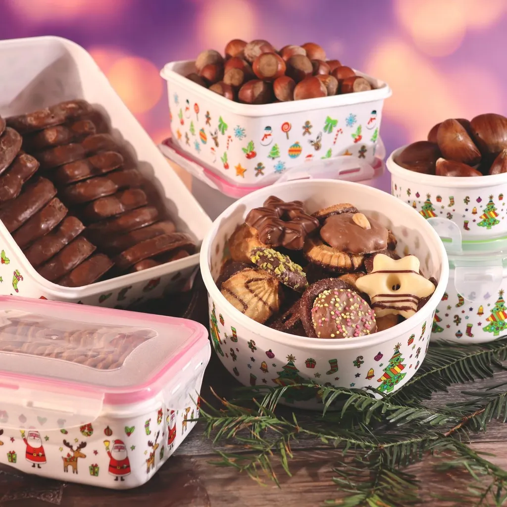 PLENTYFY Keksdosen 10 Teiliges Set Eckig - Plätzchendosen Zum Aufbewahren Von Gebäck Frischhaltedose Kekse - Luftdichte Vorratsdosen Mit Motiven Weihnachtsdosen Frischhaltedosen Mit Deckel 3 PLENTYFY Keksdosen 10 Teiliges Set Eckig - Plätzchendosen Zum Aufbewahren Von Gebäck Frischhaltedose Kekse - Luftdichte Vorratsdosen Mit Motiven Weihnachtsdosen Frischhaltedosen Mit Deckel