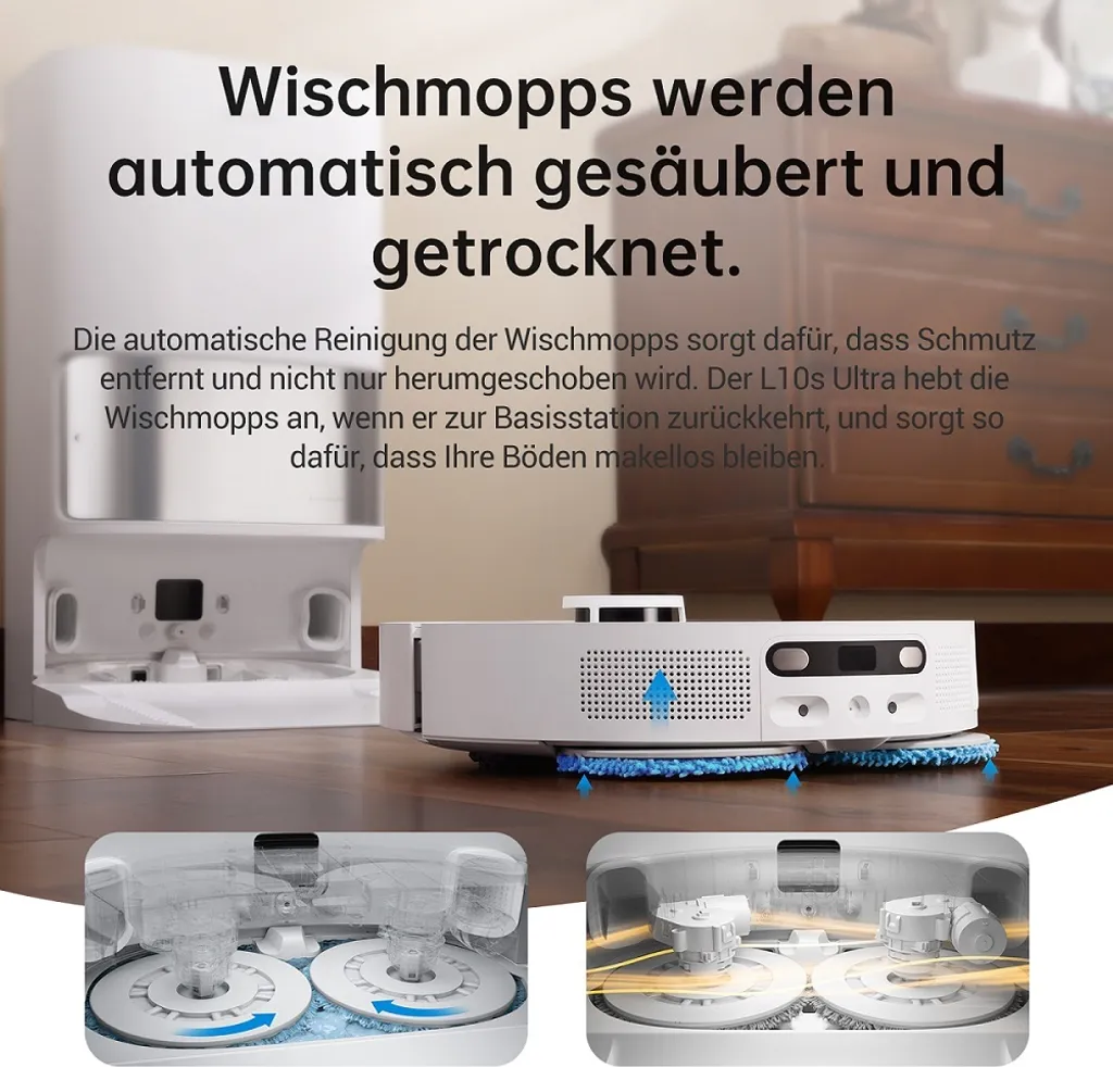Dreame L10S Ultra Saugroboter Mit Absaugstation Selbstwaschend Selbstauffüllend Selbstentleerend 5300Pa AI+3D Navigation Spinnwischen Heißlufttrocknung Teppicherkennung APP 8 Dreame L10S Ultra Saugroboter Mit Absaugstation Selbstwaschend Selbstauffüllend Selbstentleerend 5300Pa AI+3D Navigation Spinnwischen Heißlufttrocknung Teppicherkennung APP – Bild 6