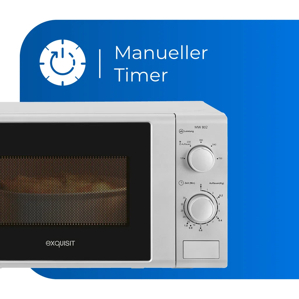 Exquisit Mikrowelle MW 802 G Silber | 700 Watt | Silber 5 Exquisit Mikrowelle MW 802 G Silber | 700 Watt | Silber – Bild 3