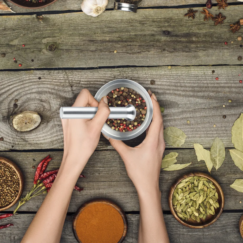 Relaxdays Mörser Mit Stößel Edelstahl 5 Relaxdays Mörser Mit Stößel Edelstahl – Bild 3