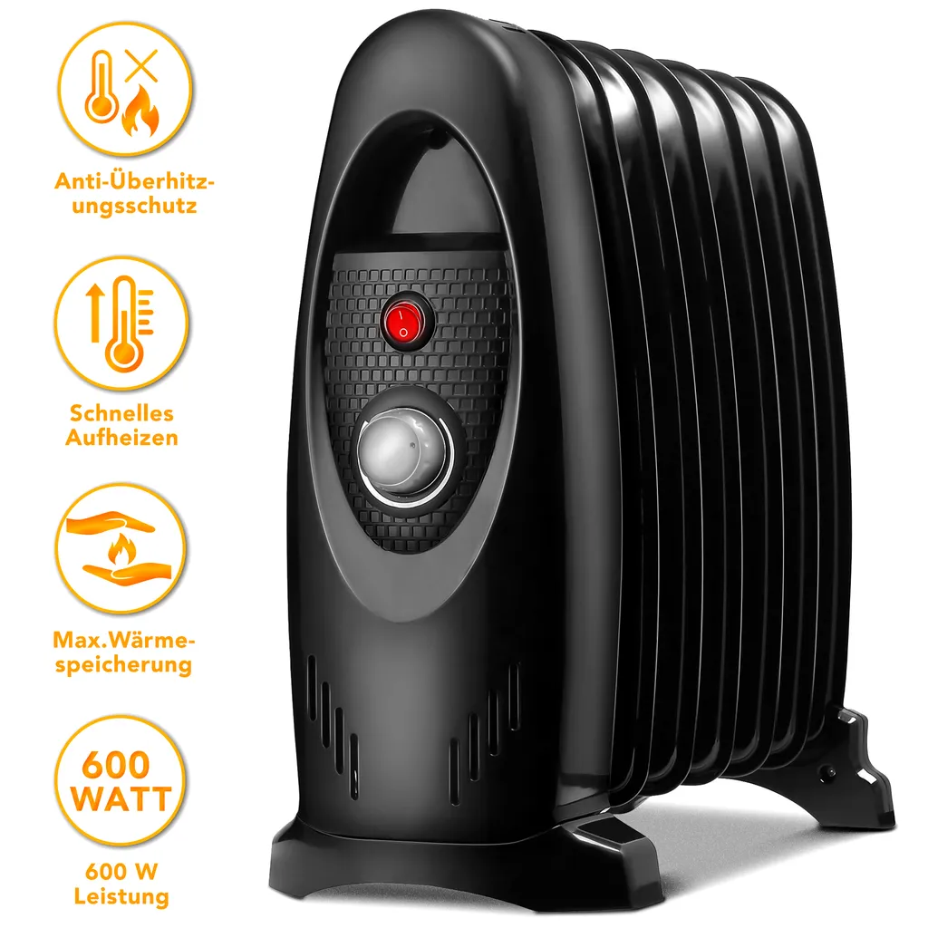 Ölradiator 600W Elektroheizung 7 Rippen Radiator Heizkörper Heizung Mit Timer 3 Ölradiator 600W Elektroheizung 7 Rippen Radiator Heizkörper Heizung Mit Timer