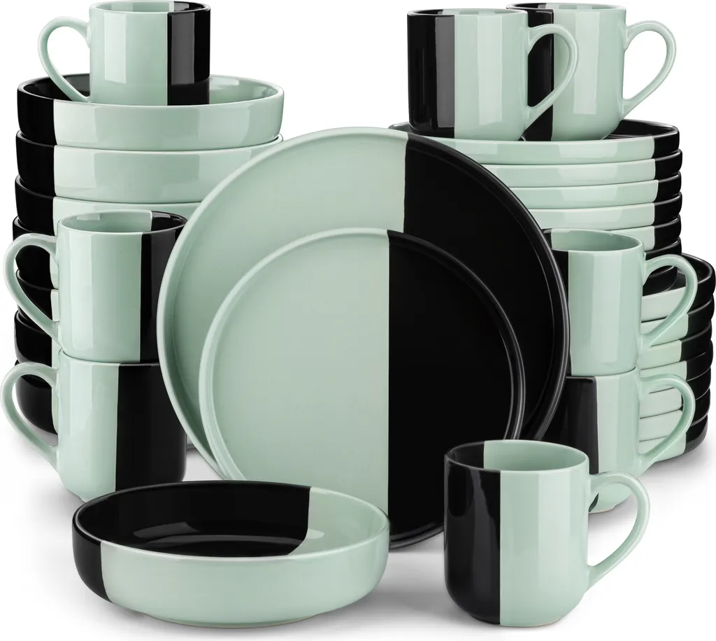 Vancasso Aria Tafelservice Für 8 Personen (32-teilig) Mit Tellern, Schalen Und Tassen, Schwarz Und Türkis 3 Vancasso Aria Tafelservice Für 8 Personen (32-teilig) Mit Tellern, Schalen Und Tassen, Schwarz Und Türkis