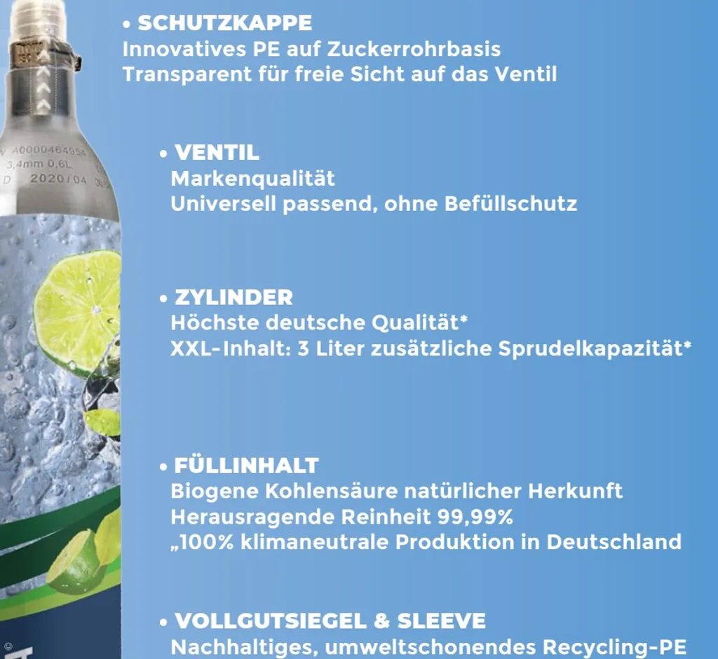 Wassersprudler, Trinkwassersprudler, Wasserzubereiter, Soda Maker, Bubble Maker, CO2 Spar-Set Inklusiv- Farbe: Schwarz 5 Wassersprudler, Trinkwassersprudler, Wasserzubereiter, Soda Maker, Bubble Maker, CO2 Spar-Set Inklusiv- Farbe: Schwarz – Bild 3