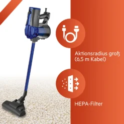 Clatronic Bodenstaubsauger, 2in1 Boden- Und Handstaubsauger, Vacuum Cleaner, Staubsauger Beutellos, Staubsauger Mit HEPA-Filter, Mikrofiltersystem, 600 Watt, Anthrazit/blau, BS 1306 N -Kaufland Verkäufe 96fdf04b2f2e00126b45838fcca0ce79