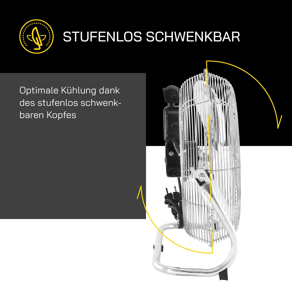 GUTFELS Bodenventilator VB 37058 Ch | Ventilator | Metall | 70 W Leistung | Silber 7 GUTFELS Bodenventilator VB 37058 Ch | Ventilator | Metall | 70 W Leistung | Silber – Bild 5