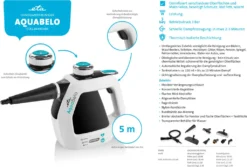 ETA AQUABELO Handdampfreiniger ETA126490000, 1000 W , Betriebsdruck 3 Bar, Dampf In 2-3 Minuten, Wassertankvolumen 220 Ml, Kabellänge 5 M -Kaufland Verkäufe 99174c175e40e334d9d055dbc77572f1