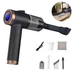 Handstaubsauger Kabellos, Tragbarer Handstaubsauger Für Auto Und Zuhause, Leichter Kabelloser Wiederaufladbarer Staubsauger Mit 9000 PA Starker Saugkraft,Black