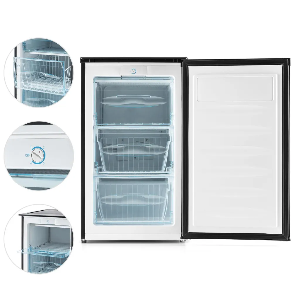 Klarstein Garfield XL 4-Sterne Gefrierschrank (75 Liter, 80 Watt, 39 Db Leise, 3 Ebenen, Energie- Und Platzsparend, Freistehend, Inkl. Eiswürfelform Und Eiskratzer) Schwarz 6 Klarstein Garfield XL 4-Sterne Gefrierschrank (75 Liter, 80 Watt, 39 Db Leise, 3 Ebenen, Energie- Und Platzsparend, Freistehend, Inkl. Eiswürfelform Und Eiskratzer) Schwarz – Bild 4