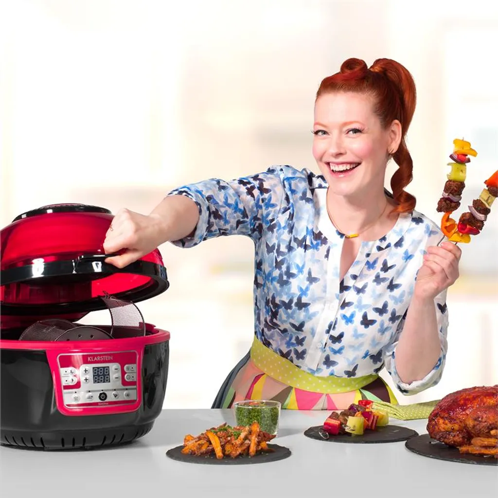 VitAir Turbo Heißluftfritteuse Rot-schwarz 1400W Grillen Backen 9l 5 VitAir Turbo Heißluftfritteuse Rot-schwarz 1400W Grillen Backen 9l – Bild 3