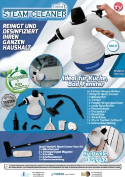 Starlyf® Steam Cleaner, Tragbarer Dampfreiniger, Dampfente, 0,35 L, 1050 W, 2,8 Bar, Weiß -Kaufland Verkäufe 9c573ce34e0358a68e3ea3b9ab4aa02b