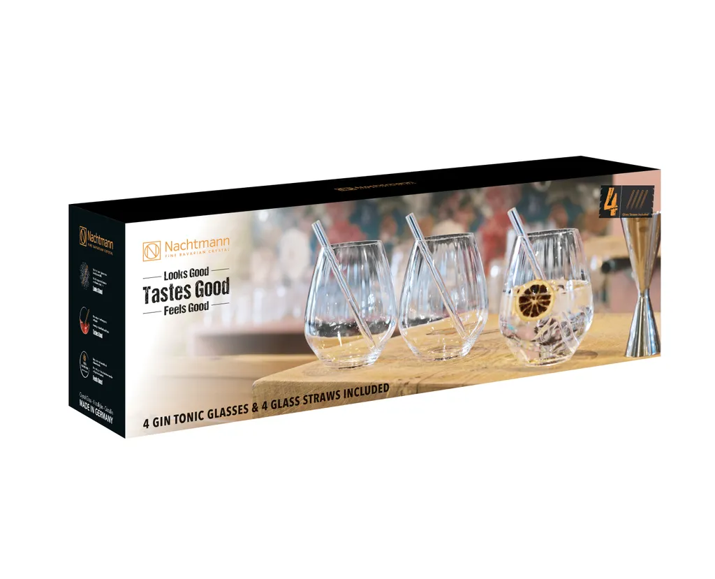 Nachtmann Tastes Good Vorteilsset 4 Gin Tonic Gläser + 4 Glastrinkhalme + Reinigungsbürste 4 Nachtmann Tastes Good Vorteilsset 4 Gin Tonic Gläser + 4 Glastrinkhalme + Reinigungsbürste – Bild 2