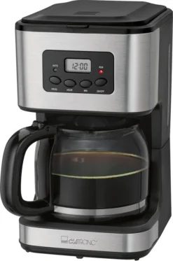Clatronic KA 3642 Kaffeefiltermaschine Für 12-14 Tassen 1,5 L, Programmierbare 24-Stunden LCD-Digital-Zeitschaltuhr, Edelstahlfront