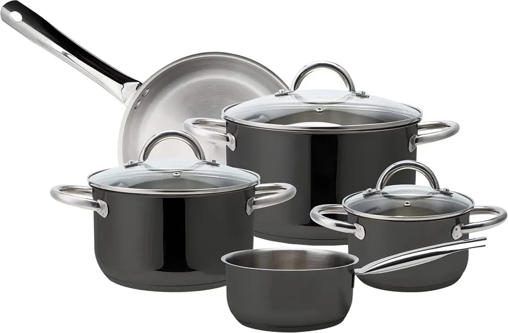 ECHTWERK Kochtopf-Set 8tlg Aus Edelstahl, , Farbe:Schwarz 4 ECHTWERK Kochtopf-Set 8tlg Aus Edelstahl, , Farbe:Schwarz – Bild 2