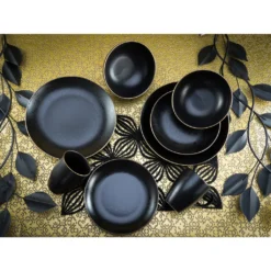 CreaTable 22699 Kombiservice Industrial Gold BLACK Für 4 Personen, Steinzeug, Schwarz (1 Set, 16-teilig) -Kaufland Verkäufe 9ebeeff3b3e82501f721d48e4596b7d9