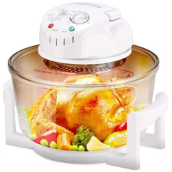 COSTWAY Halogenofen Heissluftofen Halogenoven Heissluftgrill Mit Erweiterungsring 17 L 1400W Timer 65 °C– 250 °C