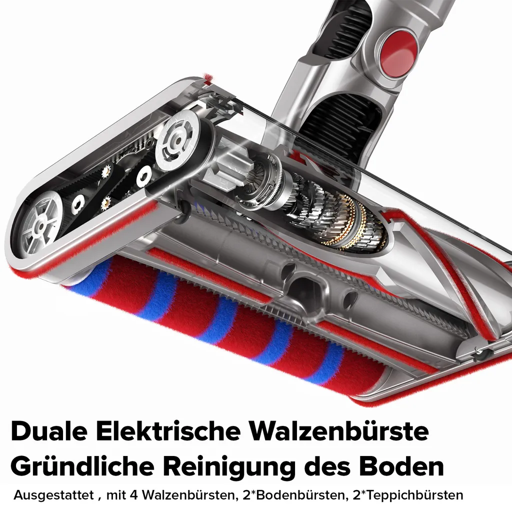 Redroad Akku Handstaubsauger , 450W, 26500Pa,Doppelte Bürste Für 4-fache Reinigungsleistung, Kabelloser Staubsauger 4 Redroad Akku Handstaubsauger , 450W, 26500Pa,Doppelte Bürste Für 4-fache Reinigungsleistung, Kabelloser Staubsauger – Bild 2