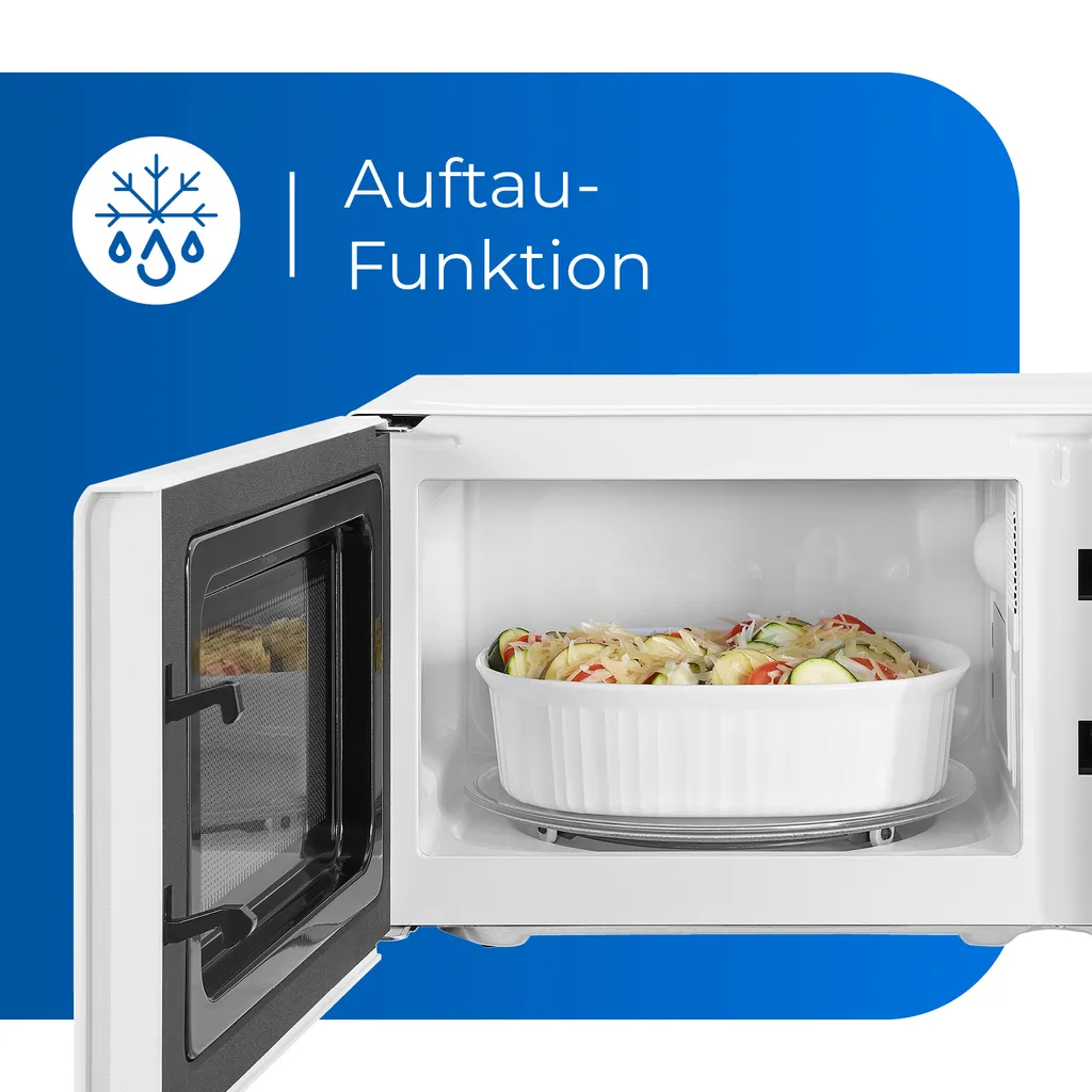 Exquisit Mikrowelle MW 802 | 700 Watt | Timer | Auftaufunktion | Weiß 7 Exquisit Mikrowelle MW 802 | 700 Watt | Timer | Auftaufunktion | Weiß – Bild 5