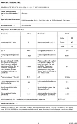 Siemens IQ300, Unterbau-Geschirrspüler, 45 Cm, Edelstahl SR43HS64KE -Kaufland Verkäufe a1ff735b3bfdbdb23888216b4d1fb64e