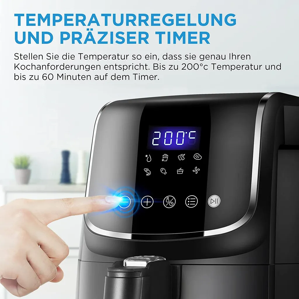 Midea Heißluftfritteuse 3,5L Heißluft Fritteuse Mit 8 Verschiedene Programmen, Digital Touchscreen, Temperaturkontrolle, 1500W Heissluftfritteuse Air Fryer 6 Midea Heißluftfritteuse 3,5L Heißluft Fritteuse Mit 8 Verschiedene Programmen, Digital Touchscreen, Temperaturkontrolle, 1500W Heissluftfritteuse Air Fryer – Bild 4