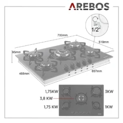 AREBOS Gaskochfeld 5 Flammen, Glaskeramik, Inkl. Topfträger & Zündsicherung, Autark, Geeignet Für Erdgas Oder Propangas, Gasherd, Gaskocher 21 AREBOS Gaskochfeld 5 Flammen, Glaskeramik, Inkl. Topfträger & Zündsicherung, Autark, Geeignet Für Erdgas Oder Propangas, Gasherd, Gaskocher -Kaufland Verkäufe a324e127e20fe98606ae549bd90c57aa