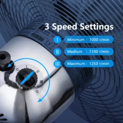 Aigostar Emery - Ventilator Standventilator Metall Mit Oszillation 90° Im Chrom -Design - Höhen Verstellbarer Standfuß Industriell Mechanisch Standlüfter 3 Geschwindigkeit 4 Blätter 60 Watt Silber -Kaufland Verkäufe a3cfc171d479758d4fa494154970aa1e