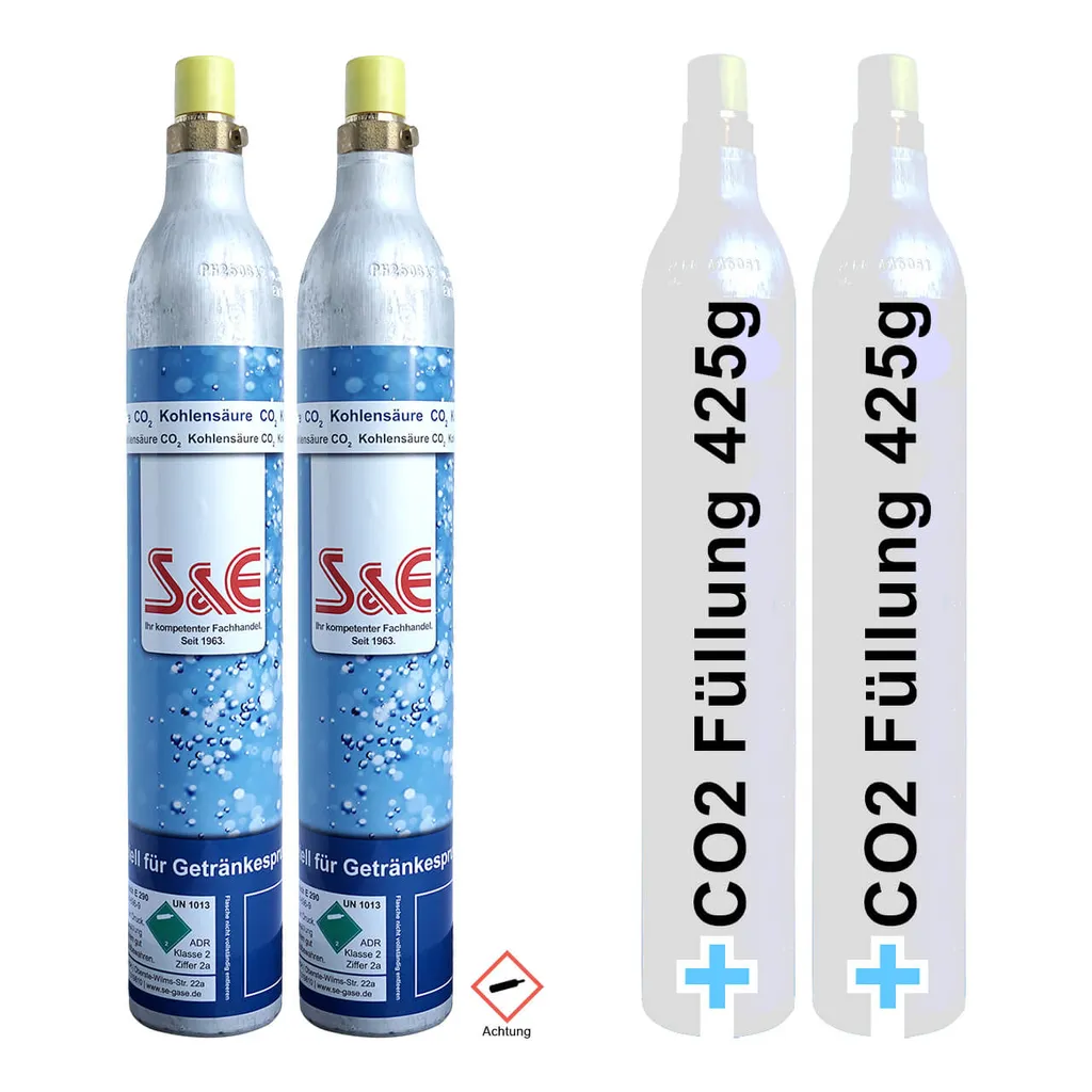 2 X CO2 Reserve-Zylinder Für 425g | 60l Sprudel-Wasser - Kohlensäure Nachfüll-Flasche Kompatibel Mit Soda Wasser-Sprudler 8 2 X CO2 Reserve-Zylinder Für 425g | 60l Sprudel-Wasser - Kohlensäure Nachfüll-Flasche Kompatibel Mit Soda Wasser-Sprudler – Bild 6