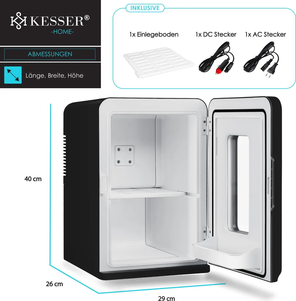 KESSER® 2in1 Mini Kühlschrank Kühlbox 15 Liter Kühl Und Heizfunktion Tragbarer AC DC 220-240V/12V Steckdose Und Zigarettenanzünder Warmhaltebox Mini-Thermobox Auto Büros Zimmer Camping Garten , Farbe:Schwarz, Größe:15L 9 KESSER® 2in1 Mini Kühlschrank Kühlbox 15 Liter Kühl Und Heizfunktion Tragbarer AC DC 220-240V/12V Steckdose Und Zigarettenanzünder Warmhaltebox Mini-Thermobox Auto Büros Zimmer Camping Garten , Farbe:Schwarz, Größe:15L – Bild 7