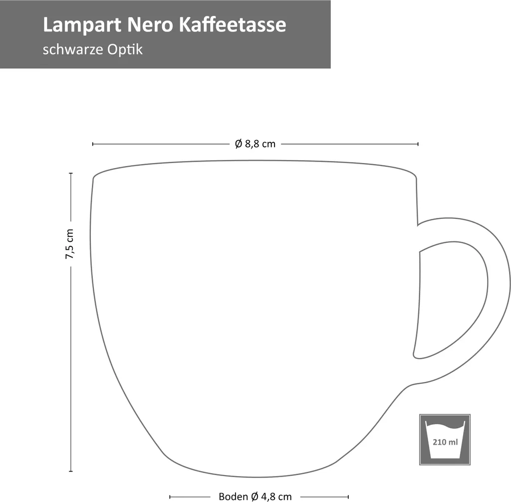 18-tlg. Kaffee-Service Lampart Nero 6 Personen I Tasse + Untertasse + Teller 9 18-tlg. Kaffee-Service Lampart Nero 6 Personen I Tasse + Untertasse + Teller – Bild 7