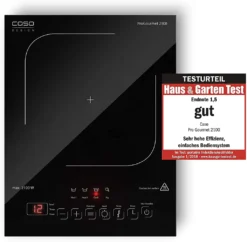 CASO ProGourmet 2100 Induktionskochplatte Mobil, Smart Control 2100 Watt, 4 Direkt- Und Warmhaltefunktion 60-240°C, Überhitzungsschutz, Glaskeramik