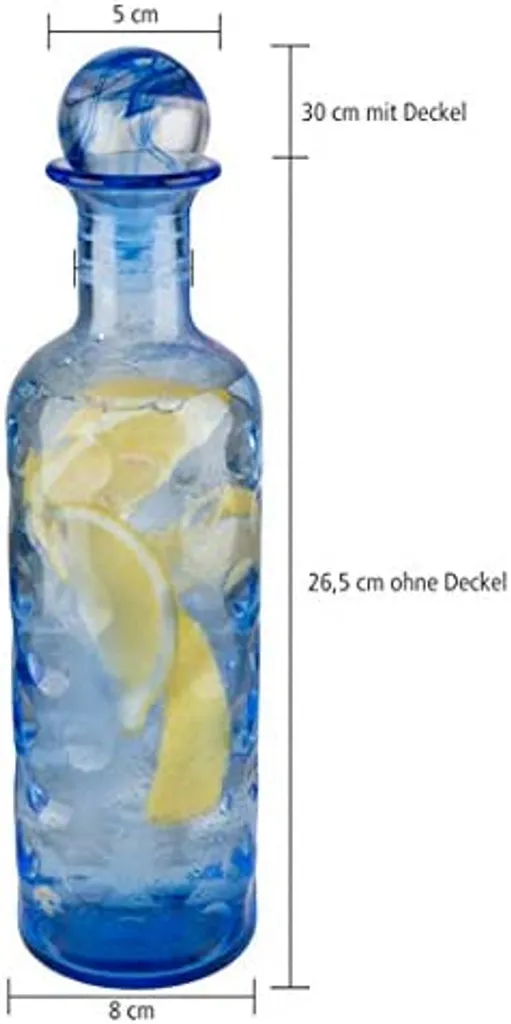 APS Glaskaraffe -ICEBLUE- /// Ø 8 Cm, H: 30 Cm, 0,8 Liter /// Glas, Blau, Silikon /// 10723 6 APS Glaskaraffe -ICEBLUE- /// Ø 8 Cm, H: 30 Cm, 0,8 Liter /// Glas, Blau, Silikon /// 10723 – Bild 4