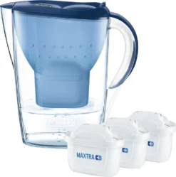 Brita Fill & Enjoy Starterpaket Marella Cool, Gesamtvolumen 2,4 L (gefiltertes Wasser 1,4 L), Incl. 3 Kartuschen MAXTRA+ , Farbe Blau