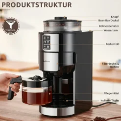 Kompakte Kaffeemaschinen Mit Mahlwerk Filterkaffeemaschine Kaffeemaschine Mit Mühle Für Bohnenkaffee Und Kaffeepulver 2/4/6 Tassen, Schwarz -Kaufland Verkäufe a6fd5ffcb422e495f339edd221c62ddc