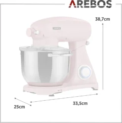 AREBOS Retro Küchenmaschine 1800W, Knetmaschine Mit 6L Edelstahl-Rührschüssel, Geräuscharm, 6 Geschwindigkeiten, Rosa -Kaufland Verkäufe a7b1d6456cbb66237dac2981fde4a16c