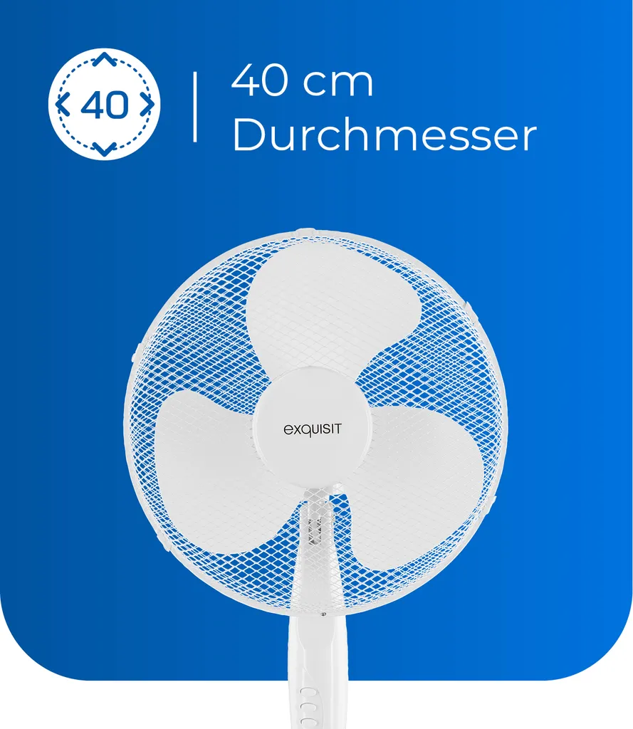 Exquisit Standventilator VS 35064 We| Pianokey | 50 Watt | Oszillation | Weiß 6 Exquisit Standventilator VS 35064 We| Pianokey | 50 Watt | Oszillation | Weiß – Bild 4