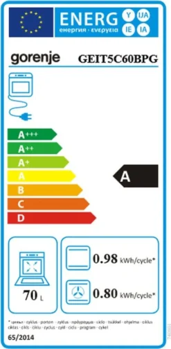 Gorenje GEIT5C 60 BPG Elektro-Standherd Mit Induktionskochfeld - 50 Cm - 70 Liter - Kindersicherung - Schnellaufheizung - AirFry - Pizzamodus 300°C - Teleskopauszüge - AquaClean - BridgeZone - Schwarz -Kaufland Verkäufe aa4a1e9d8ae4b6ef89c288bdfbdad8cd