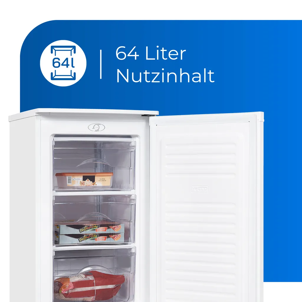 Exquisit Gefrierschrank GS111-040E Weiss | Standgerät | 64 L Volumen | Weiß 5 Exquisit Gefrierschrank GS111-040E Weiss | Standgerät | 64 L Volumen | Weiß – Bild 3