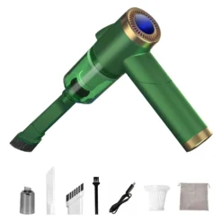 Auto Staubsauger, Rikimxin Handstaubsauger 9000Pa Starke Power Sauger Tragbarer Mini Autostaubsauger Kabellos Wiederaufladbar Staubsauger Mit LED-Licht 90° Rotation Vakuum ,Green